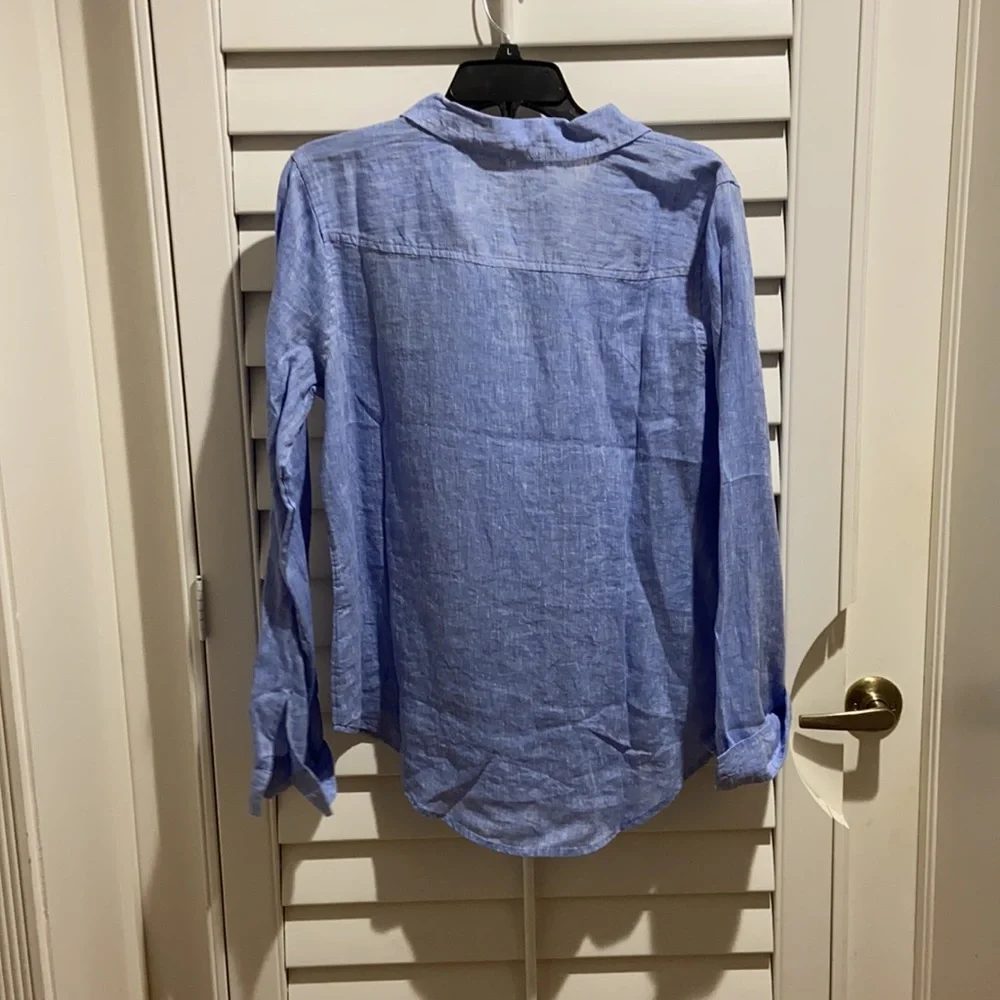 Lilly Pulitzer Light Blue Button-Up Linen Blouse - Picture 4 of 4